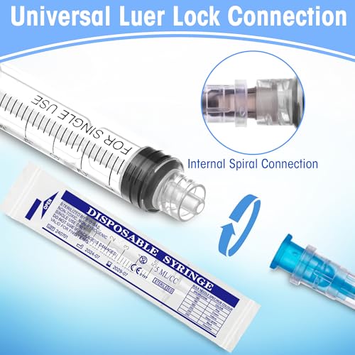 20 Pack 5ml/cc Luer Lock Syringe with Caps, Plastic Syringe without Needle for Liquid, Sterile Individually Wrapped - style: 5mL