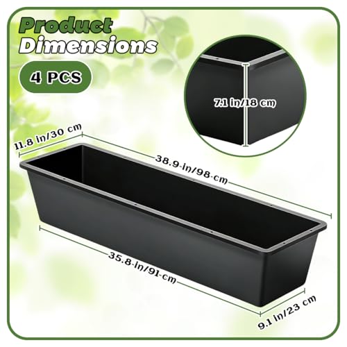 4 Pcs 12 Gallon/48 Quart Large Capacity Livestock Water Trough, 39 Inch Long Plastic Livestock Feeding Trough for Pig, Calves, Sheep, Horses, Alpacas and Goats Farm Animal Feeding