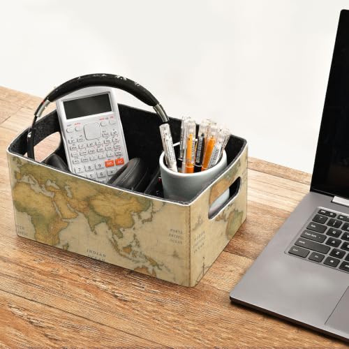 Storage Baskets Felt Foldable Storage Cube Shelf Bins Organizer Box for Kids Toys Office Bedroom Closet Babies Nursery 2-Pack (Retro World Map) - color: World Map