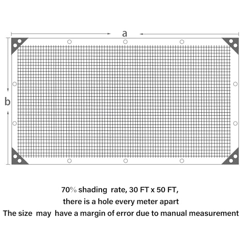 winemana Black Shade Cloth 70%, 30x50 FT Mesh Tarp - Garden Shade for Greenhouse, Patio, Vegetables, Plants Cover and Chicken Coops, Sunshade Net for Outdoor Protection with Reinforced Grommets - size: 70%-30 FT x 50 FT