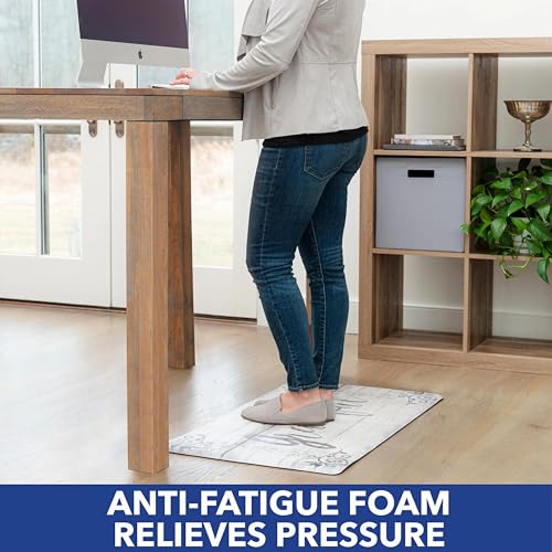 Cozy Living Anti-Fatigue Kitchen Mat, Grateful Floral 17.5"x30" - color: Grey/Cream, size: 18"L x 18"W x 0.5"Th