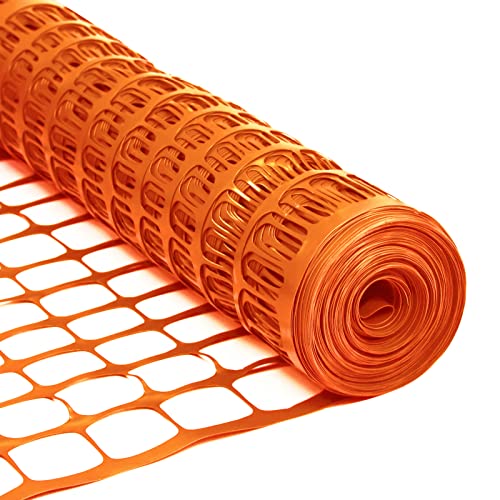 Sunnyglade 4X100 Ft Outdoor Snow Fence Plastic Temporary Fence Orange | Snow Fence Temporary Garden Safety Netting for Poultry,Rabbits, Chicken, Dogs
