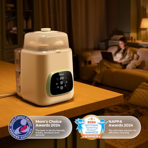 Momcozy KleanPal Pro All-in-One Bottle Washer, Sterilizer & Dryer - White | 9 Cleaning Modes Baby Bottle Washer for Bottles, Pump Parts & Baby Essentials, Time-Saving & Hands-Free, 26 Spray Jets - color: White