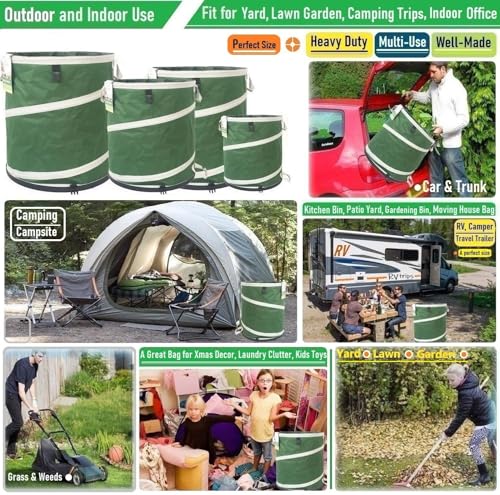 24-Gallon Collapsible Trash Can (19x21 in) Hard-Shell Bottom Leaf Bag,Yard Waste Bags,Garden Debris Bag,RV Camp Waste Bin,Pop-Up Trash Can,Recycling Bin,Laundry Hamper,Lawn Grass Clippings,Weed Barrel - style: 24 Gallon Bag with Gardening Gloves