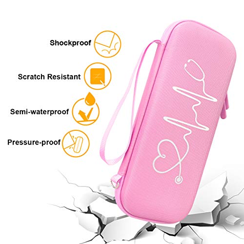 BOVKE Stethoscope Case for 3M Littmann Classic III Monitoring, Lightweight II S.E, Cardiology IV Diagnostic, MDF Acoustica Stethoscopes, Extra Room for Nurse Essentials and Medical Supplies, Pink - color: Pink