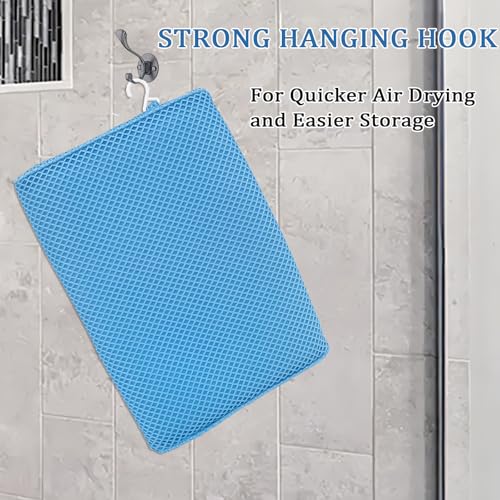 REEZEIVI Shower Seat Cushion,Silicone Non-Slip Base for Elderly & Disabled | Raised 4D mesh shower pad, soft breathable, washable quick dry, silicone non-slip bottom - size: Blue