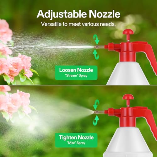 VIVOSUN 50oz Pump Sprayer, Handheld Garden Water Sprayer Bottle (Pack of 2) - color: Red, size: 50oz (Pack of 2)