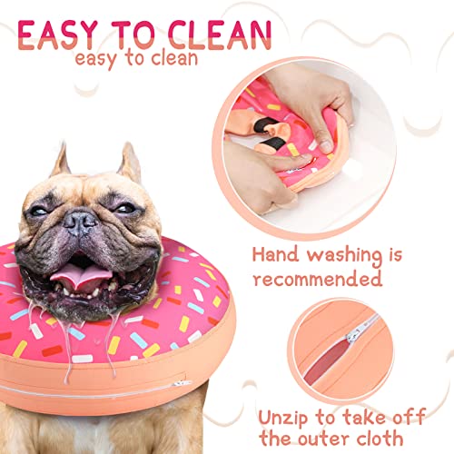 Supet Inflatable Dog Cone Collar for Small Dogs Puppies Cats, Soft Dog Cone Alternative After Surgery for Puppies Cats to Stop Licking - color: Donut Pink, size: XS(Neck 4"-7")