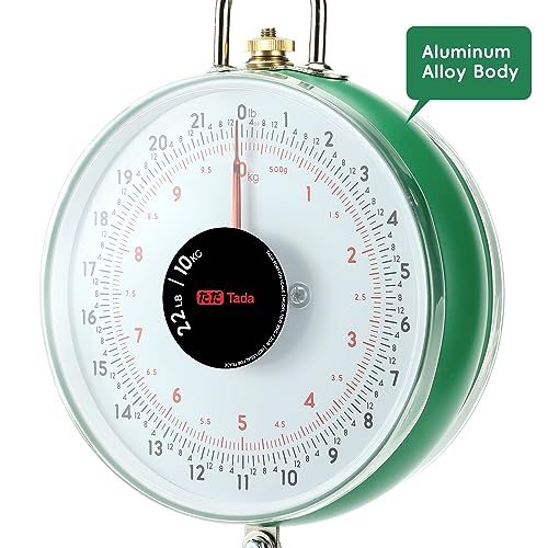 Tada 22LBS Double-Sided Dial Mechanical Hanging Scale with Scoop/Chain for Farm, Kitchen Food and Produce Weighing | Scoop/Chain for Farm, Kitchen Food and Produce Weighing