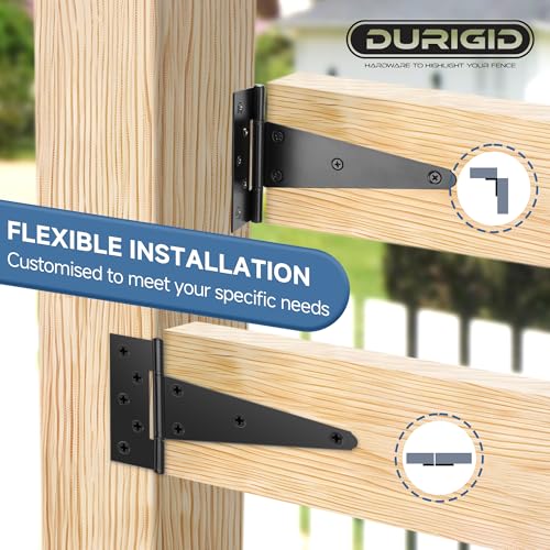 2 Pack 8 Inch T Hinge, Heavy Duty Hinges for Wood, Gate Hinge, Shed Door Hardware, Fence Hinges for Outdoor Gates, Barn Door, Ideal Outdoor Useage - size: 8 Inch