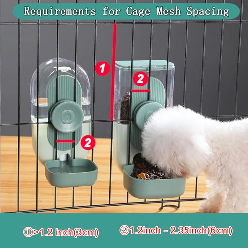 Lemtrflo Rabbit Feeder, Bunny Water Bottle Dispenser, Pet Cage Food Bowl | Suitable for Rabbits, Guinea Pigs, Ferrets, Cat and Other Small Pets - color: Green