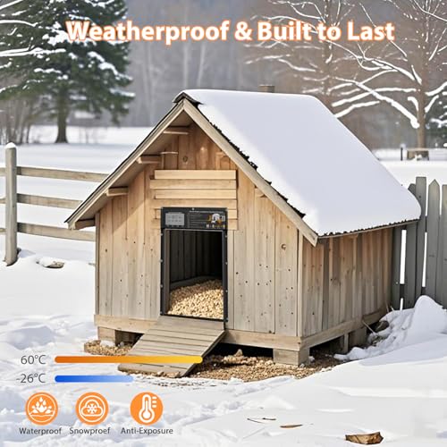 Automatic Chicken Coop Door, Solar Powered with Timer Remote | Light Sensor, Motion Sensor, LCD Display, Weatherproof Design, Chicken, Duck and Rabbit Use