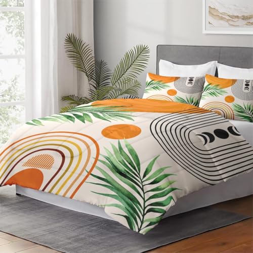 WeCozy Twin Comforter Set, 2 Pieces Contemporary Mid Bedding, All Season | Century Rainbow Sun Boho Geometric Soft Comforter with 1 Pillowcase for Kids and Adults Room Bedroom Bed Decor - color: Multi 5, size: Twin