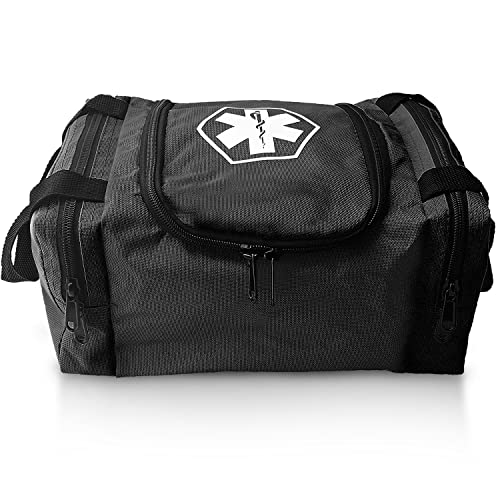 ASA TECHMED First Aid Responder EMS Emergency Medical Trauma Bag EMT, Fire Fighter, Police Officer, Paramedics, Nurse, Black - color: Black