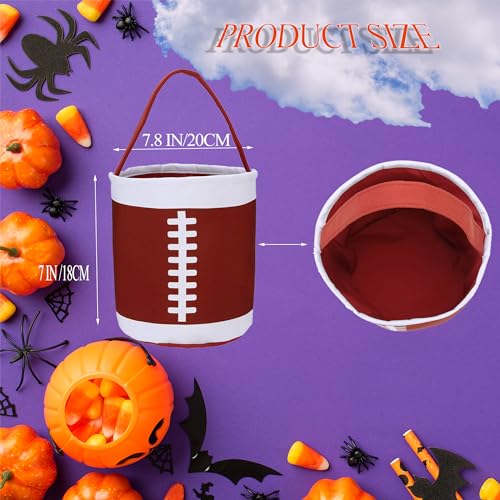 Football Easter Basket Canvas Football Gift Bags Easter Eggs Hunt Baskets Football Gift Party Favors Tote Bag with Handles for Girls Boys - color: Basket-3