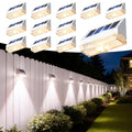 VOLISUN Solar Fence Lights 12 Pack, Vinyl Fence Lights Solar Powered with Warm White LED Spot Lens, Solar Deck Lights for Outside Wall, Deck, Patio, Yard, Rail, Garage, Pool - color: White, size: 12 Pack