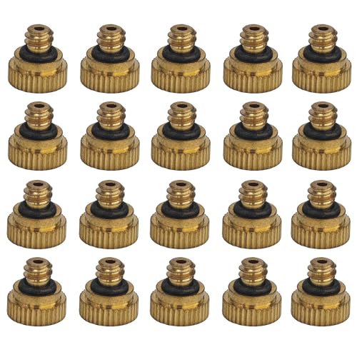 20Pcs 0.4mm Orifice Brass Misting Nozzles Heavy Duty Water Mister Nozzle for Outdoor Garden Patio Cooling System, Greenhouse & Dust Control, Anti-Clog Fog Sprayer