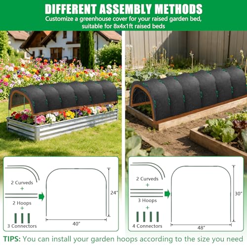 KJX 118"x79" Garden Shade Kit, 70% Garden Sun Shade Cloth with Hoops | Garden Shade Kit for Plants Heat Protection, Raised Garden Bed Shade Cover Plant Sun Shade for Outdoor Plants Vegetables - size: 118"x79" Shade Cloth-1 Pack