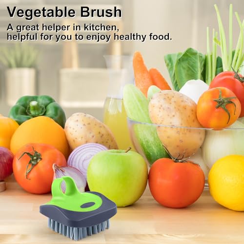 Aodaer Vegetable Brush Potato Scrubber Brush Silicone Hard and Soft Side Fruit Cleaning Tools for Delicate or Tough-Skinned Vegetables - color: Green