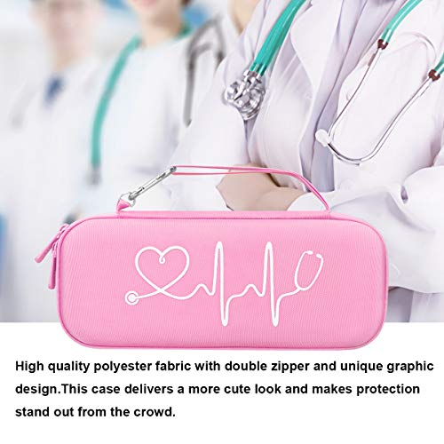 BOVKE Stethoscope Case for 3M Littmann Classic III Monitoring, Lightweight II S.E, Cardiology IV Diagnostic, MDF Acoustica Stethoscopes, Extra Room for Nurse Essentials and Medical Supplies, Pink - color: Pink