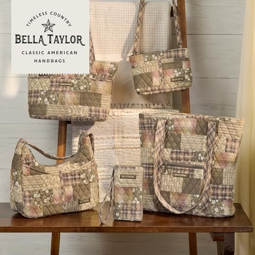 Bella Taylor Large Tote, Quilted Shoulder Bag for Women | Lightweight, 6-pocket large quilted purse, machine washable, zippered top, ultimate organization, durable construction - color: Woodland Patch