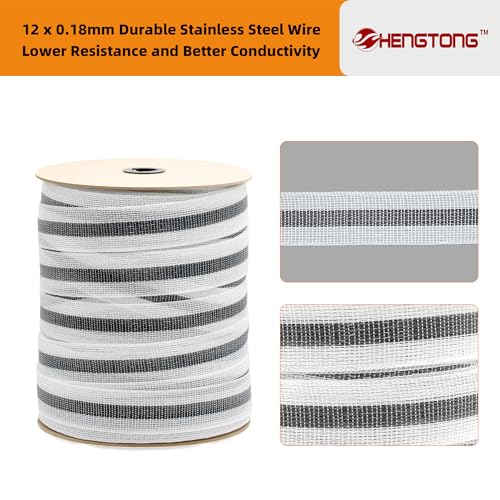 Electric Fence Poly Tape Horse Fencing Tape 656 Feet 200m, 2 Inch 50mm Width, 12 x 0.18mm Stainless Steel Conductors, White and Gray | 12 x 0.18mm stainless steel conductors, 200m length, white & gray durable tape for horse fencing
