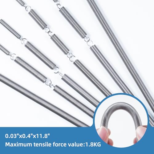 6pcs Extension Springs,0.03"x0.4"x11.8" 304 Stainless Steel | Extension Springs with hook ends 11.8inch - size: 0.03"x0.4"x11.8"