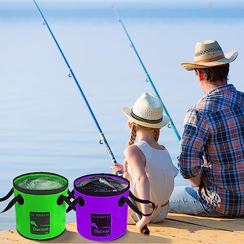 Collapsible Bucket 5 Gallon Container Folding Water Bucket Portable Wash Basin 20L - color: Purple