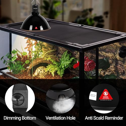 REPTI ZOO Upgrade Reptile Light Fixture with Dimming,8.5 inch Deep Dome Lamp Fixture for Reptile Tank Terrarium, Reptile Heat Lamp Fixture for UVB UVA Bulb Basking Heat Bulb