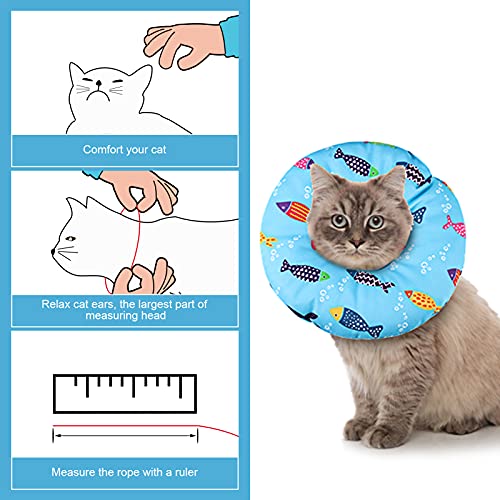Cat Cone Collar Soft Cute Adjustable Cat Donut Recovery Collar | Elizabethan Cats Cones to Stop Licking Comfortable Anti-Bite Neck Cone for Pet Kittens After Surgery - size: S
