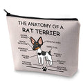 LEVLO Funny Terrier Lovers Gifts The Anatomy of A Rat Terrier Cosmetic Bags Veterinary Mom Travel Toiletry Bags (Rat Terrier) - color: Rat Terrier
