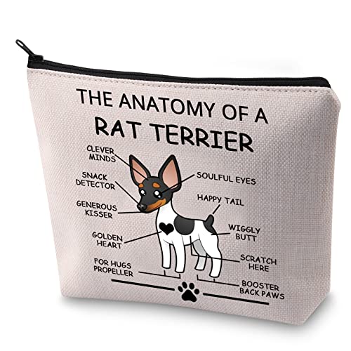 LEVLO Funny Terrier Lovers Gifts The Anatomy of A Rat Terrier Cosmetic Bags Veterinary Mom Travel Toiletry Bags (Rat Terrier) - color: Rat Terrier