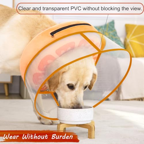Inflatable Dog Cone Collar for Large Medium Small Dogs, Soft Dog Donut Collar Adjustable Recovery Cone for Pets After Surgery, Extra Enhanced Anti-Licking Guard Shield for Pets (Medium, Orange) - color: Orange, size: Medium