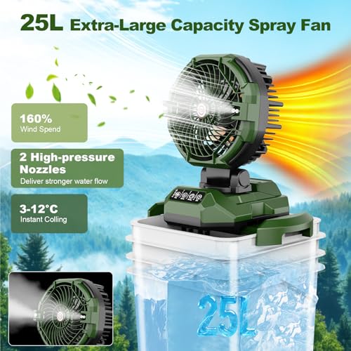 Portable Misting Fan (Green B) - color: Green B