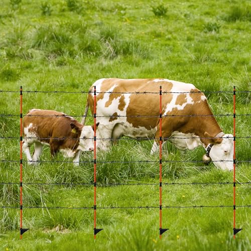 20Pcs 45in Electric Fence Post Fiberglass Stakes Temporary Fence | Electric Fence Post Temporary Fence Stakes with Clips for Cows, Sheep&Animals, Garden Protection Pole for Livestock Control
