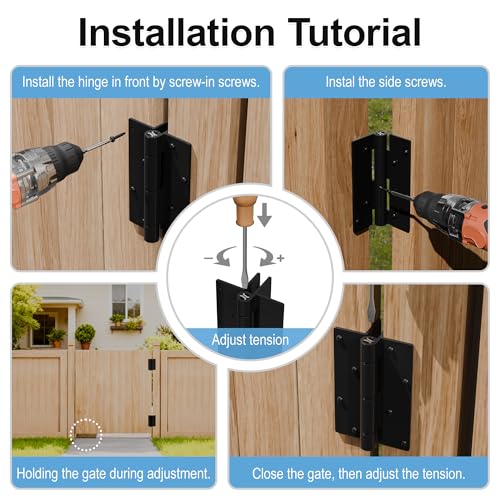 1 Pair 5-3/4” Aluminum Self Closing Gate Hinges, Adjustable Spring Hinges Fence Gate Hinge for Metal Gates, Pool Gates, Aluminum Gates (1)