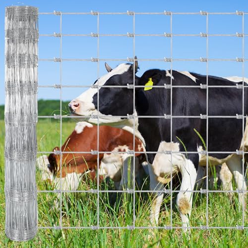 Garvee Farm Fence 4ft x 328ft Galvanized Wire for Livestock Deer Goat Hog | Rustproof Barrier for Cattle, Deer, Goat, Yard & Pasture Livestock Protection ﻿ - size: 4 x 328FT