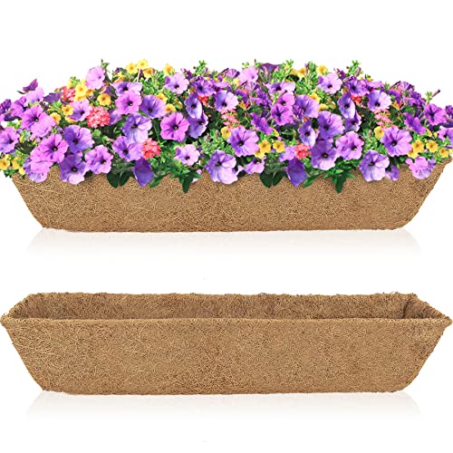 HFHOME 2Pcs 24" Trough Coco Fiber Replacement Liner, 24 inch Window Deck Coco Replacement Liners for Window Box - color: 2pcs, size: 24-in