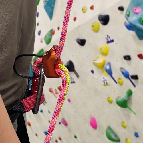 8mm Accessory Cord 6M (20ft) UIAA Rock Climbing Rope 14Kn High Tensile Strength Rock Climbing Accessories Cord Double Braid Nylon Cord for Mountain Tree Climbing, Canyoneering,Fire Rescue - size: 20FT, style: 8mm-Pink