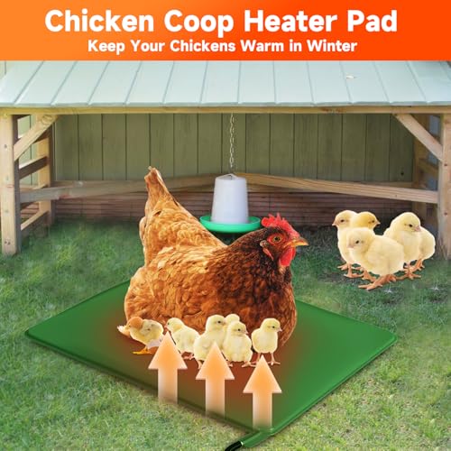 Chicken Heating Pad with Adjustable Digital Thermostat, Electric Chicken Heated Mat with Chew Resistant Cord, Waterproof Outdoor Chicken Coop Heater for Baby Chicks, Brooder Heater Warming Pad, Green - color: Green