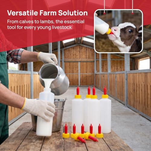 VOSAREA 1 Set Goat Feeding Bottles 400ml Plastic Lamb Milk Bottles Livestock Nursing for Farm Use