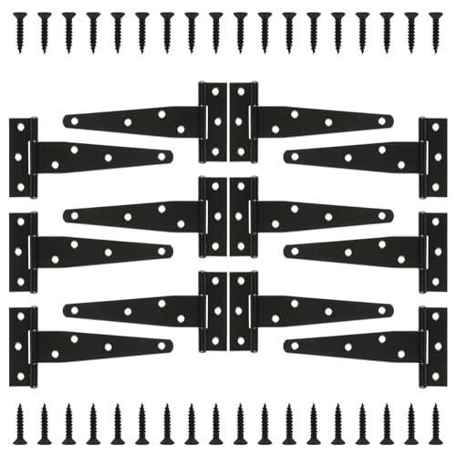 T Strap Hinges Heavy Duty, Shed Door Gate Hinges(Black) (12, 12 Pcs *5 inch) - size: 12 Pcs *5 inch