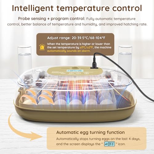 24 Egg Incubator for Hatching Eggs with Temperature and Humidity Control, LED Candling & Auto Turning for Chicken Duck Quail Birds, Ideal for Home Farm, Classroom, Beginners - color: Green