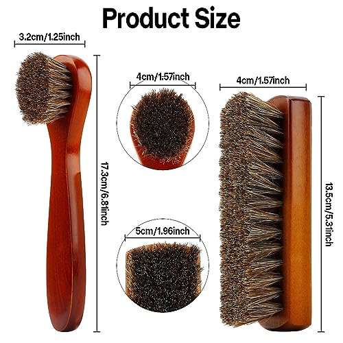 Shoe Brush, Shoe Cleaning Brush, 2 Pieces Horsehair Shoe Brush, Boot Brush, Horse Hair Brush for Leather, Shoe Brushes for Cleaning, Leather Shoes Boot Cleaning Brush Care Clean Dauber Applicators