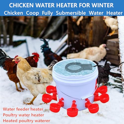500W De-icer Submergible Bird Bath Heater Aluminum Cast for Livestock Poultry Horses, Cows, Birds, Wildlife Drinking Indoor Outdoors in Winter with 10 Foot Cord Birdbath Water Heater