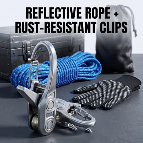 6 Pack Cam Buckle Tie Down Straps with Reflection Rope, 115LBS Break Strength Heavy Duty Tensioners, Adjustable Tent Guy Lines for Camping Cargo Securing Outdoor Activities, Includes 1 Pair Gloves