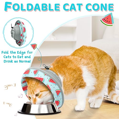 Cat Cone Collar Soft to Stop Licking, Adjustable, Foldable Lightweight Kitten Cones After Surgery Recovery for Cats & Kittens, Cat Cone Alternative, Easy Eating (Blue, S) - color: Blue, size: S