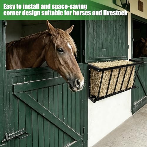 Hay Feeder Wall Mount Hay Rack, 26" Long Livestock with 16 Gallon Capacity, Carbon Steel Hay Feeder for Sheep, Goats, Horses, Indoor Outdoor Uses