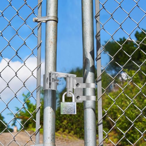 Zonon Heavy Duty Chain Link Gate Latch, Fits 1-5/8" and 1-7/8" Gate Pipe, Galvanized Steel Sliding Rolling Latch with Padlock Hole, Anti-Theft Lock for Fence, Yard & Farm Gates