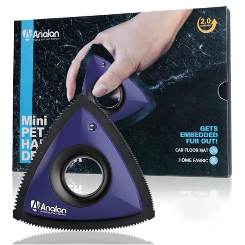 Analan Mini Pet Hair Remover for Car Detailing Dog Hair Tool(Blue Violet) | Deep Cleaning, Reusable Rubber, Gentle on Fabrics, Triangle Design For Car Interiors, Couch, Rugs, Carpet, Mats & Furniture - color: Sapphire Blue